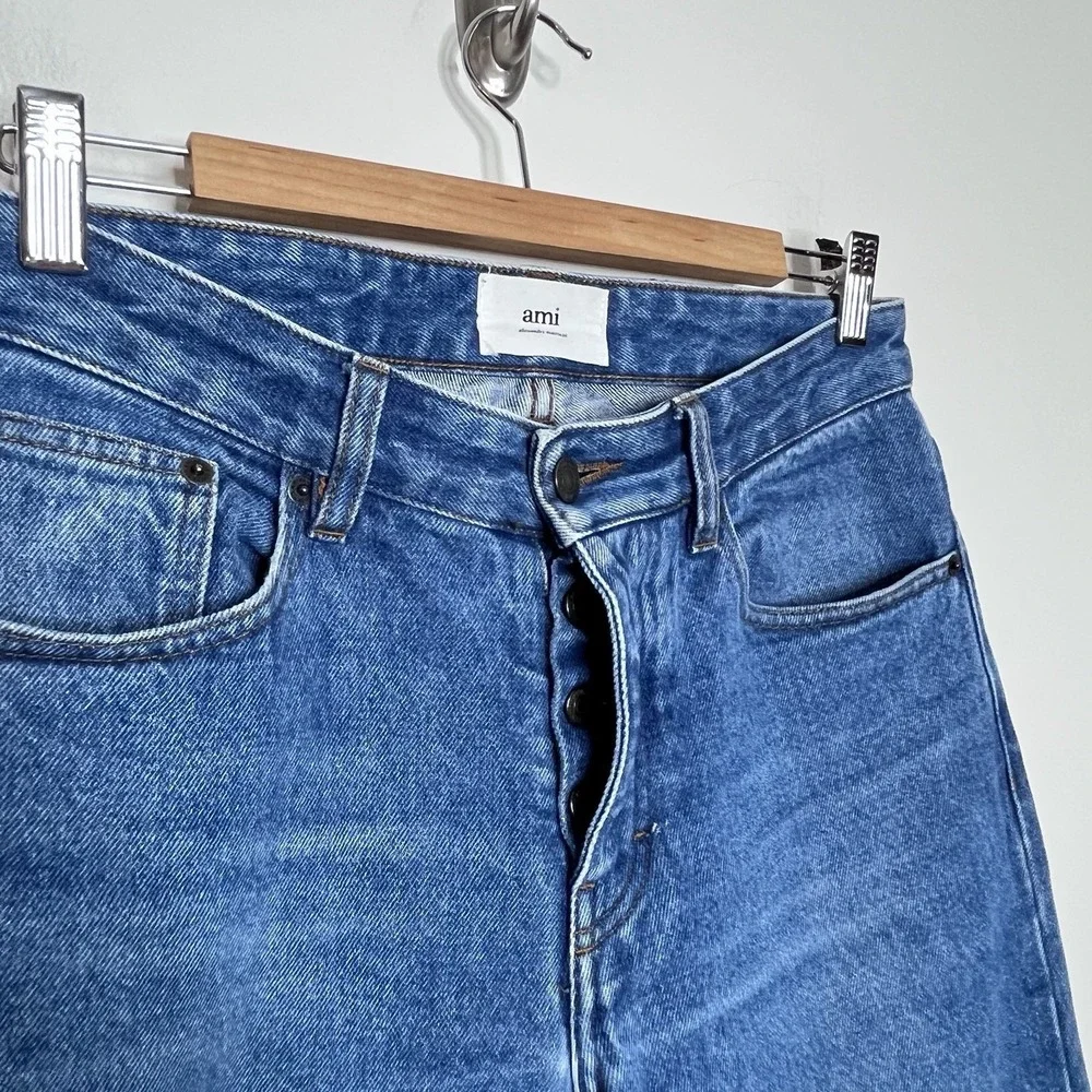 AMI Alexandre Mattiusi Skim Tapered Jeans Mens Size 31 Button Fly Medium Wash - Picture 2 of 9